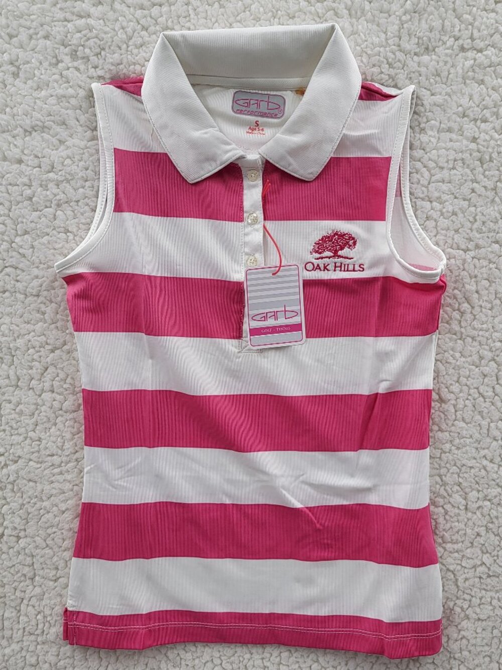 Garb Performance Oak Hills Girl Sleeveless Golf Shirt Size Small
